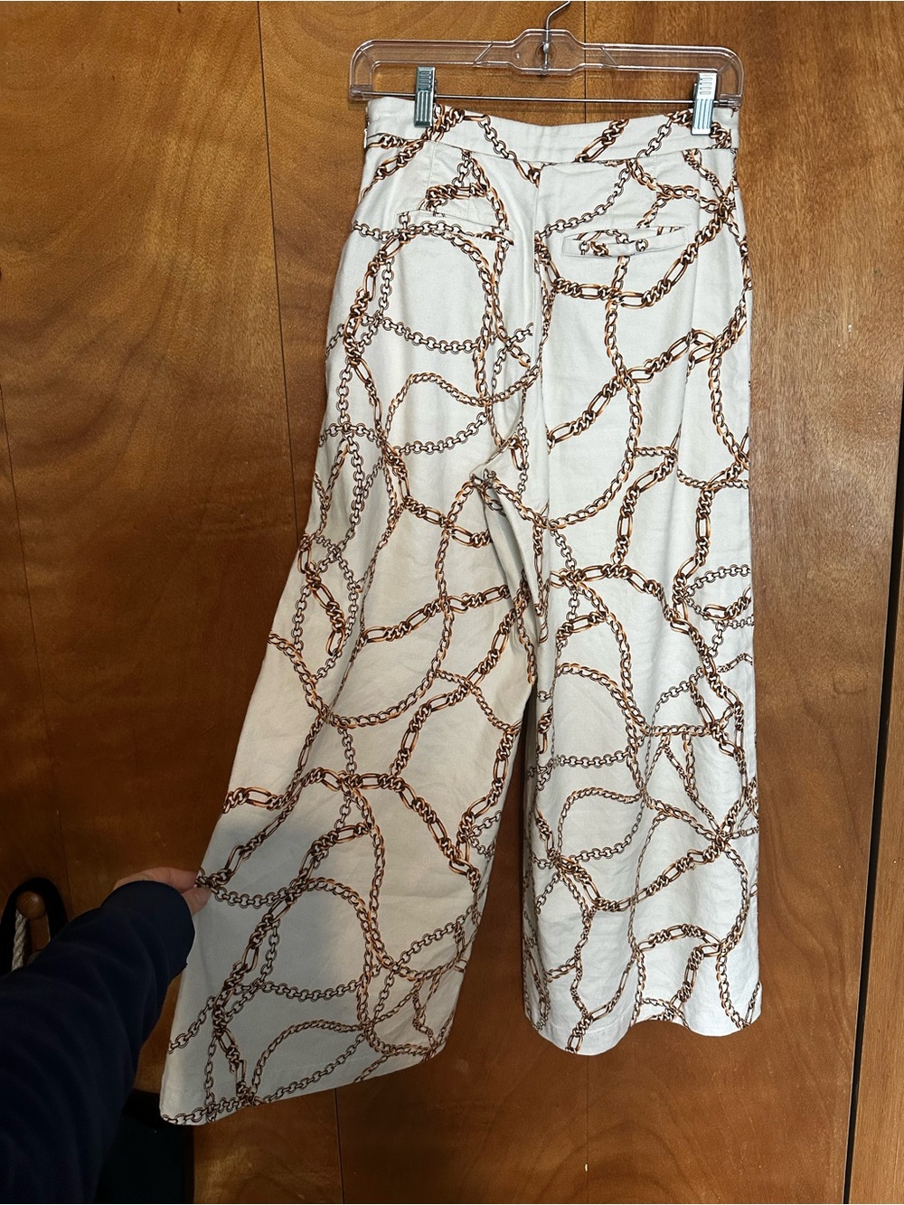 Maeve by Anthropologie Cream Wide-Leg Chain Print Culotte Palazzo Pants - Picture 3 of 6